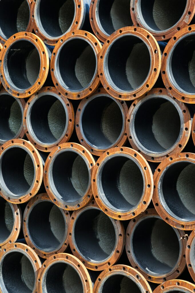 Piles of steel pipe