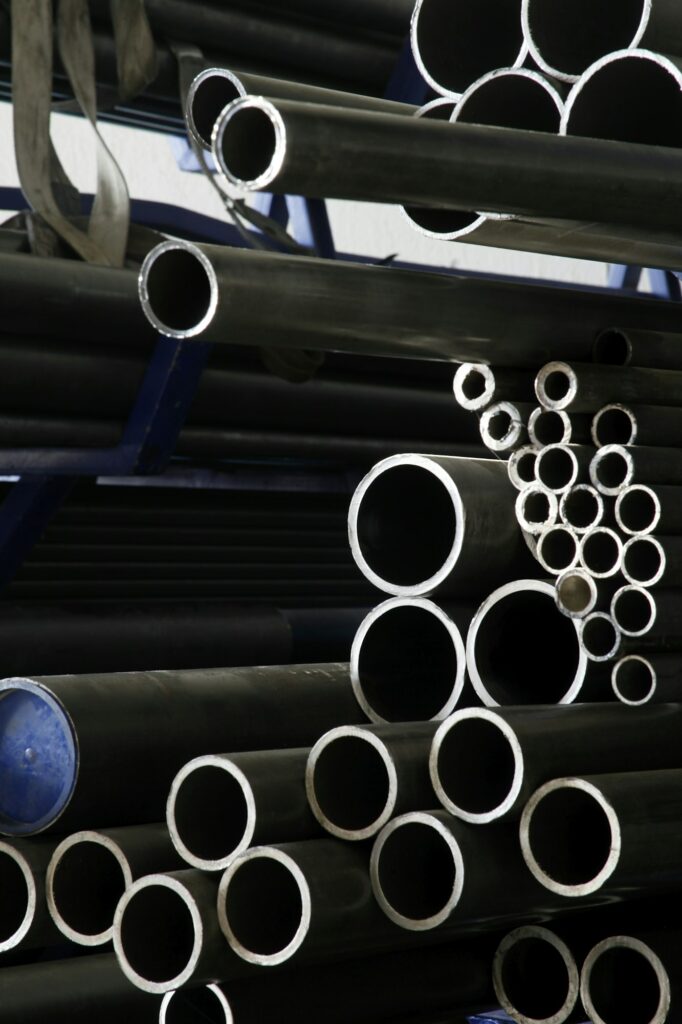 Steel pipes inside the factory